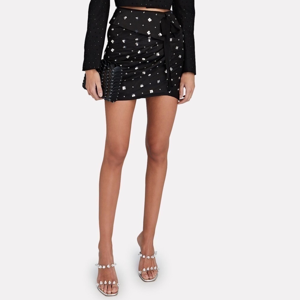 Self-Portrait Cluster Sequin Taffeta Skirt